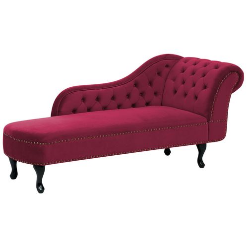 Méridienne Chesterfield Côté Droit En Velours Rouge Nimes