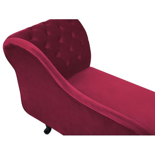 Méridienne Chesterfield Côté Droit En Velours Rouge Nimes