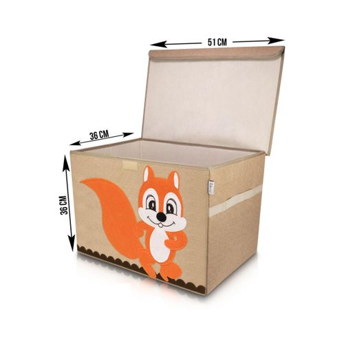 Boîte De Rangement En Tissu Pour Enfant Grand Modèle "écureuil" Avec Couvercle