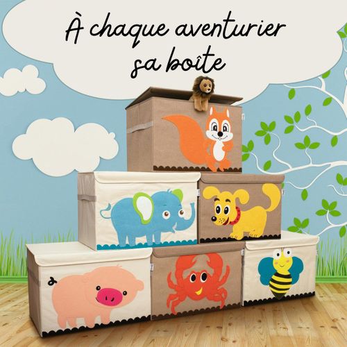 Boîte De Rangement En Tissu Pour Enfant Grand Modèle "écureuil" Avec Couvercle
