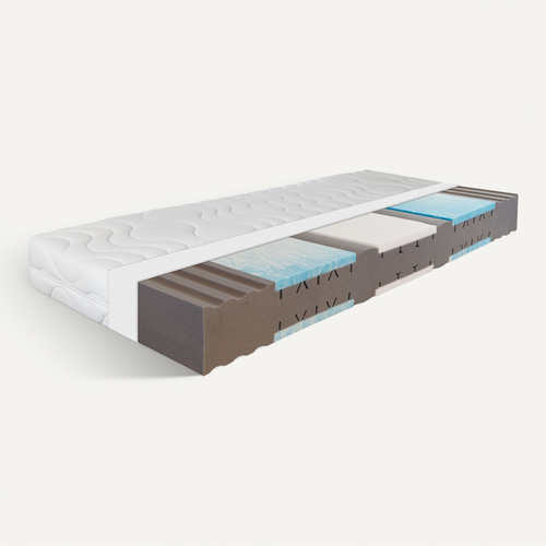 Matelas Mousse 80x200 cm Gel H2 H3  Dynamic Épaisseur 19 cm, 7 Zones