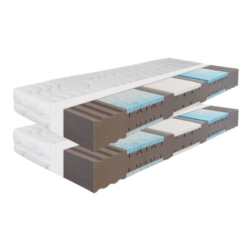 Matelas Mousse 2x100x200 cm DYNAMIC Épaisseur 19 cm, Gel H3 H4, 7 Zones