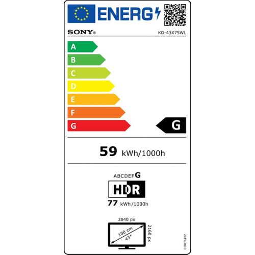 Téléviseur LED 43'' (108 cm) 4K Ultra HD Smart TV - Kd43x75wlpaep