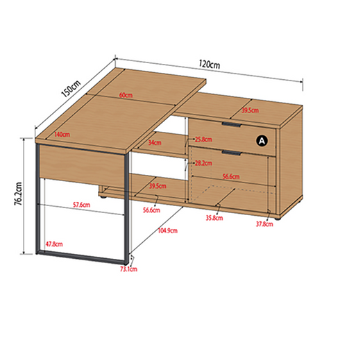 Bureau D'angle 2 Cases 1 Tiroir 1 Porte Ron