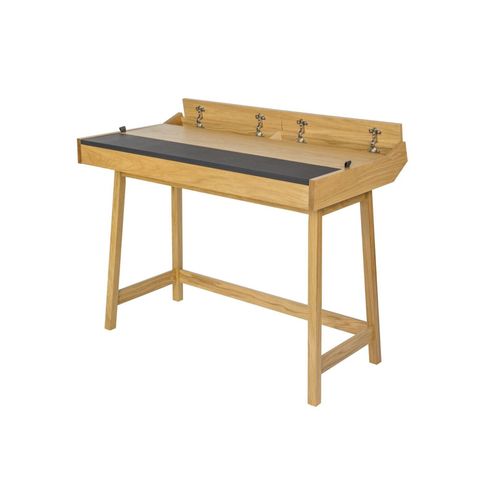 Bureau En Bois Et Cuir - Harvard