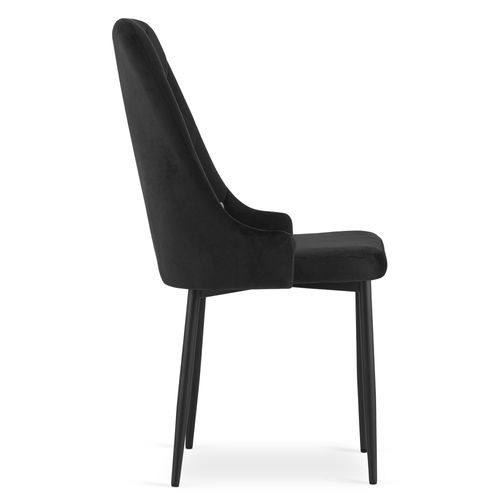 Chaise De Salle à Manger Lot De 2 Remi Siège Noir, Siège En Velours, Pieds De Nivellement Réglables