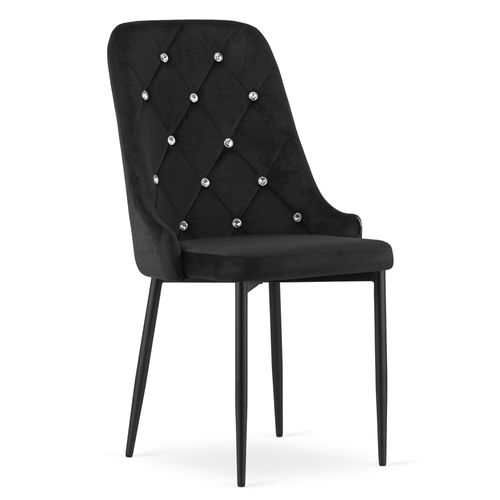 Chaise De Salle à Manger Lot De 2 Remi Siège Noir, Siège En Velours, Pieds De Nivellement Réglables