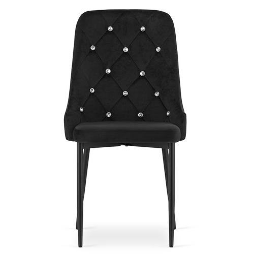 Chaise De Salle à Manger Lot De 2 Remi Siège Noir, Siège En Velours, Pieds De Nivellement Réglables