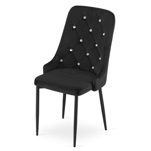 Chaise De Salle à Manger Lot De 2 Remi Siège Noir, Siège En Velours, Pieds De Nivellement Réglables