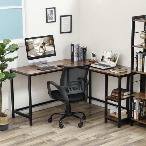 Bureau D'ordinateur, Structure Rustique En Fer Brun Foncé