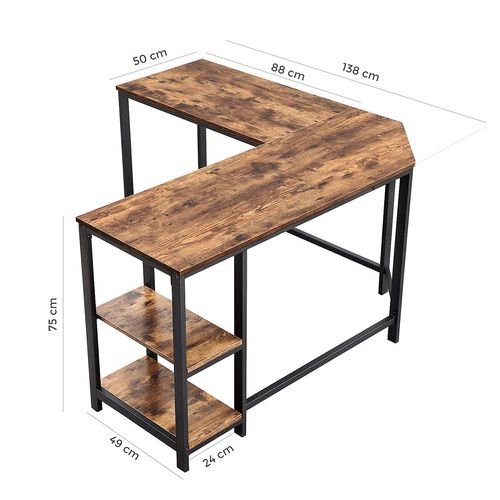 Bureau D'ordinateur, Structure Rustique En Fer Brun Foncé
