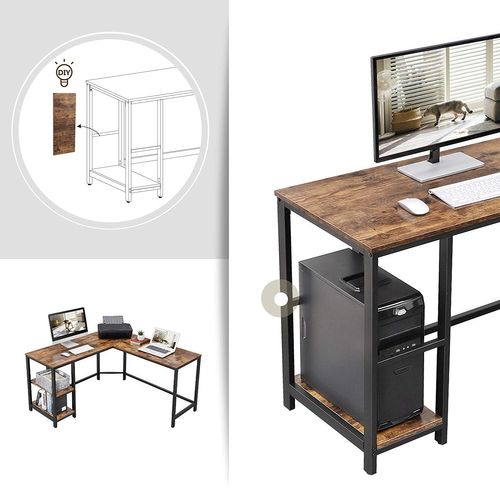 Bureau D'ordinateur, Structure Rustique En Fer Brun Foncé