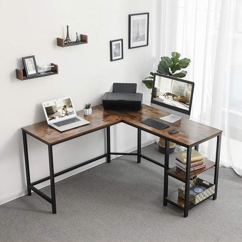 Bureau D'ordinateur, Structure Rustique En Fer Brun Foncé