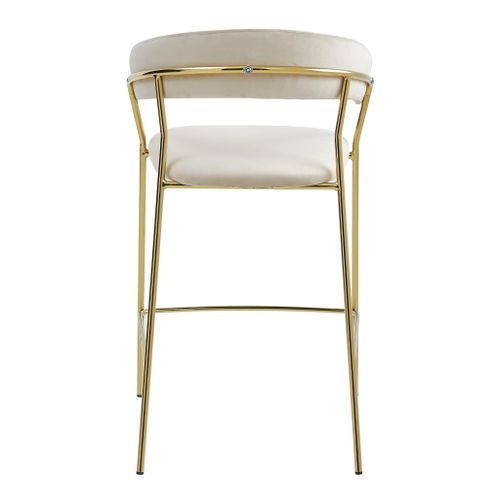 Tabouret De Bar  Badia Siège Beige, Base En Doré, Siège Ergonomique, Siège Rembourré En Velours