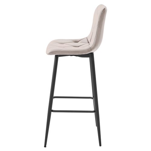 Tabouret De Bar  Koda Siège Beige Foncé, Base Noire, Siège En Velours, Siège Ergonomique