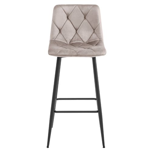 Tabouret De Bar  Koda Siège Beige Foncé, Base Noire, Siège En Velours, Siège Ergonomique