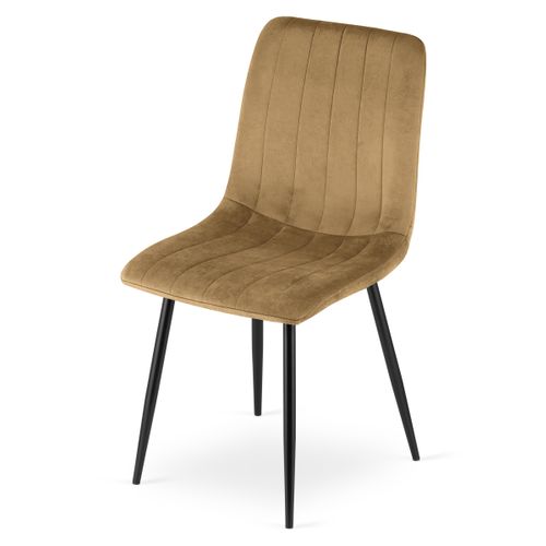 Chaise De Salle à Manger Lot De 3 Jewa Siège Marron, Jambes Noires, Siège En Velours