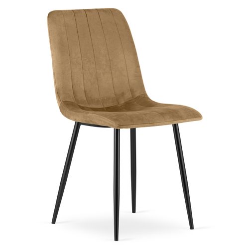 Chaise De Salle à Manger Lot De 3 Jewa Siège Marron, Jambes Noires, Siège En Velours
