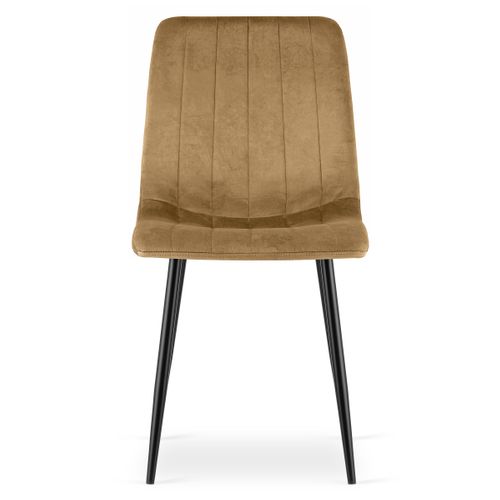 Chaise De Salle à Manger Lot De 3 Jewa Siège Marron, Jambes Noires, Siège En Velours