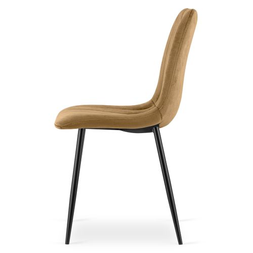 Chaise De Salle à Manger Lot De 3 Jewa Siège Marron, Jambes Noires, Siège En Velours