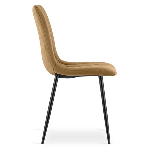 Chaise De Salle à Manger Lot De 3 Jewa Siège Marron, Jambes Noires, Siège En Velours