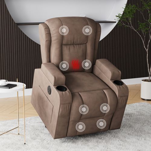 Fauteuil De Massage Électrique Avec Chauffage Lombaire Et Repose-pieds Rétractable,brun
