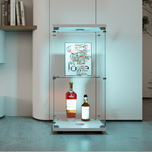 Vitrine En Verre Avec Éclairage LED Pour Salon, Blanc