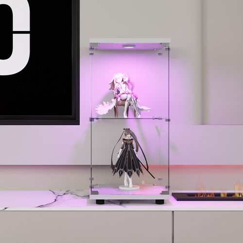Vitrine En Verre Avec Éclairage LED Pour Salon, Blanc
