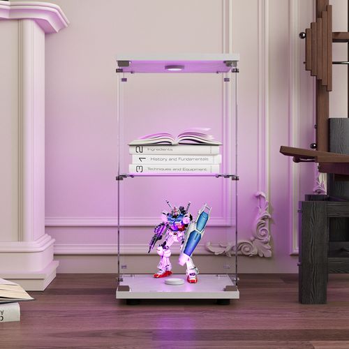 Vitrine En Verre Avec Éclairage LED Pour Salon, Blanc