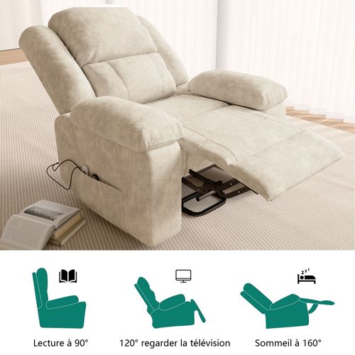 Fauteuil De Massage Électrique Avec Fonction D'inclinaison Et Chauffage Par Vibration,beige