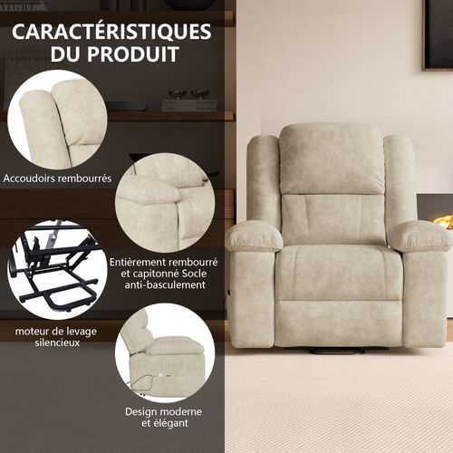 Fauteuil De Massage Électrique Avec Fonction D'inclinaison Et Chauffage Par Vibration,beige