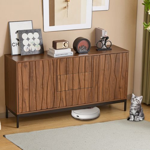 Buffet 150 Cm Avec 3 Tiroirs Et 2 Portes - 150x40x80 Cm - Bois