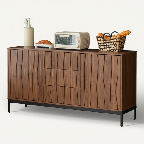 Buffet 150 Cm Avec 3 Tiroirs Et 2 Portes - 150x40x80 Cm - Bois