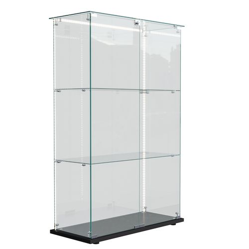 Vitrine En Verre Avec LED, 3 Niveaux, Vitrine De Collection, Vitrine D'exposition à Double Porte