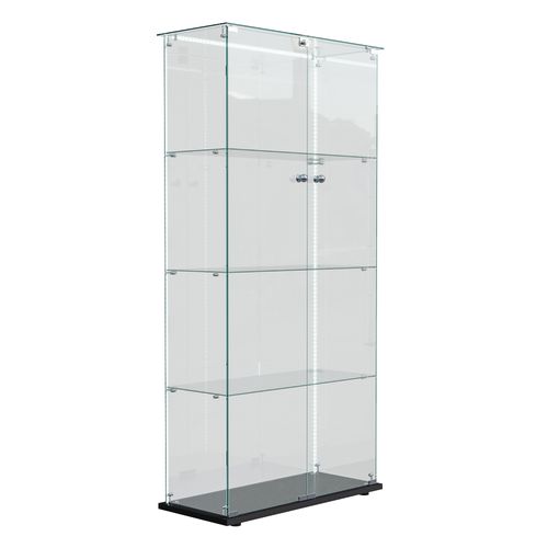 Vitrine En Verre Avec Bande Lumineuse LED, 163x78,5x35cm, Avec 2 Portes Et Serrure