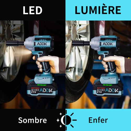 Clé à Chocs Électrique Avec Batterie 4 Ah 21 V, Clé à Chocs Électrique 1/2" Avec 4 Douilles à Chocs