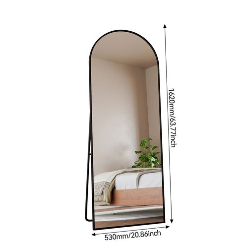 Grand Miroir Pleine Longueur 162x53cm, Peut Être Suspendu Ou Placé Indépendamment, Noir