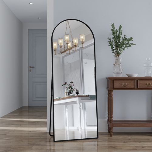 Grand Miroir Pleine Longueur 162x53cm, Peut Être Suspendu Ou Placé Indépendamment, Noir
