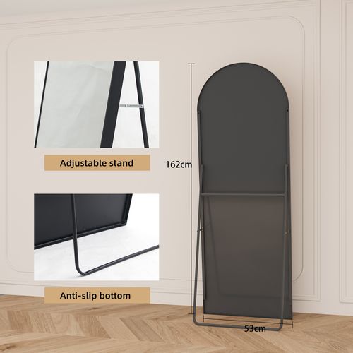 Grand Miroir Pleine Longueur 162x53cm, Peut Être Suspendu Ou Placé Indépendamment, Noir