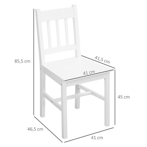 Lot De 2 Chaises De Salle à Manger En Bois Massif - 41x46.5x85.5 Cm - Blanc Classique