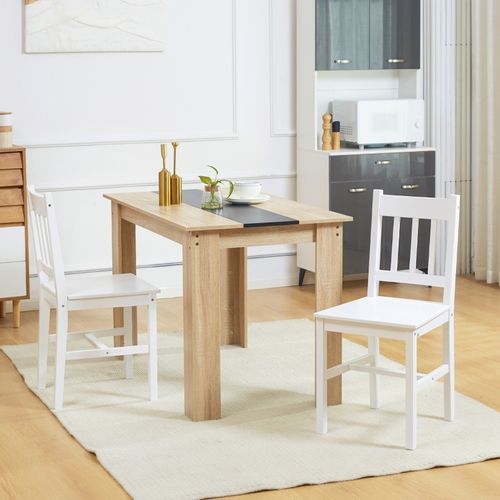 Lot De 2 Chaises De Salle à Manger En Bois Massif - 41x46.5x85.5 Cm - Blanc Classique