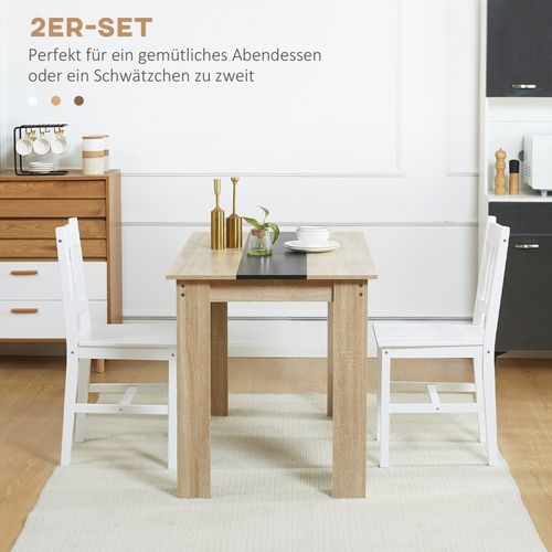 Lot De 2 Chaises De Salle à Manger En Bois Massif - 41x46.5x85.5 Cm - Blanc Classique