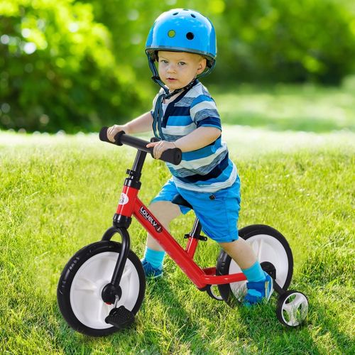Vélo Enfant 90-115 cm, Style BMX, avec Roues Stabilisatrices Amovibles, Selle Réglable, Facile à Monter, Frein à Main et à Pied, Vélo pour Tout- petits, Garçons, Filles, Débutants 3-6 Ans, Bleu