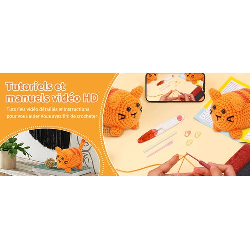 Kit De Crochet Pour Débutants, Un Kit Complet Avec Tutoriels Vidéo étape Par étape - Orange Cat