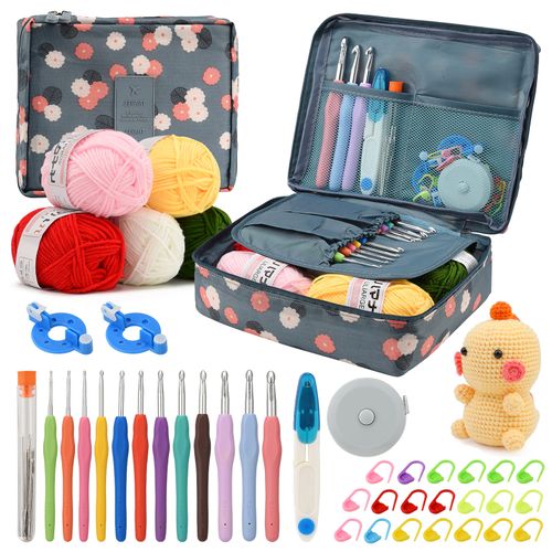 Kit De Crochet Pour Débutants, Avec Accessoires De Tricot Ergonomiques Et Sac De Rangement
