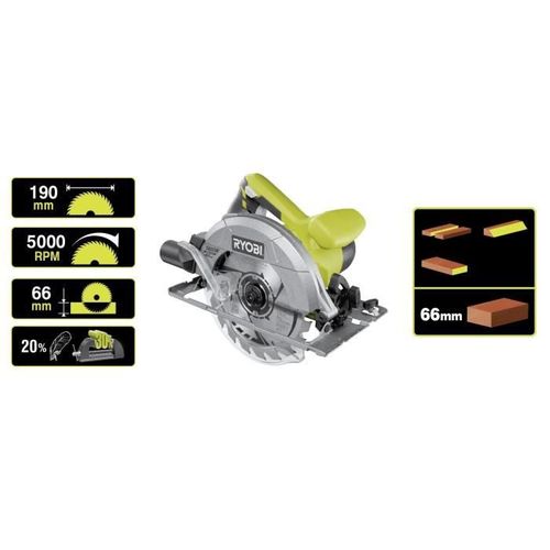 Scie Circulaire Filaire 1400 W — D.190 Mm, Coupe 66 Mm, Biseau 0–45°