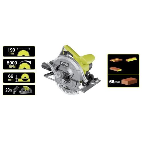 Scie Circulaire Filaire 1400 W — D.190 Mm, Coupe 66 Mm, Biseau 0–45°