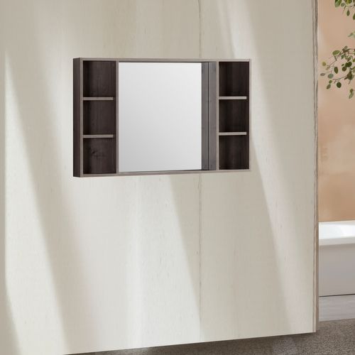 Armoire De Salle De Bain Avec Miroir Chêne Brun 120 Cm Aquanoma