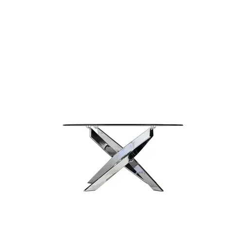 Table basse ronde PIVO Verre et Chrome