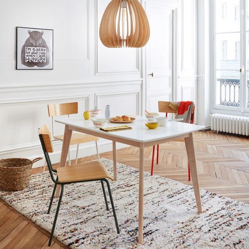 Table extensible L120-160 cm MALENA scandinave bois et blanc